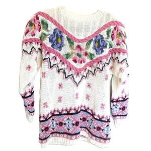 Vintage Jennifer Reed Floral Grannycore Bloomcore Sweater M